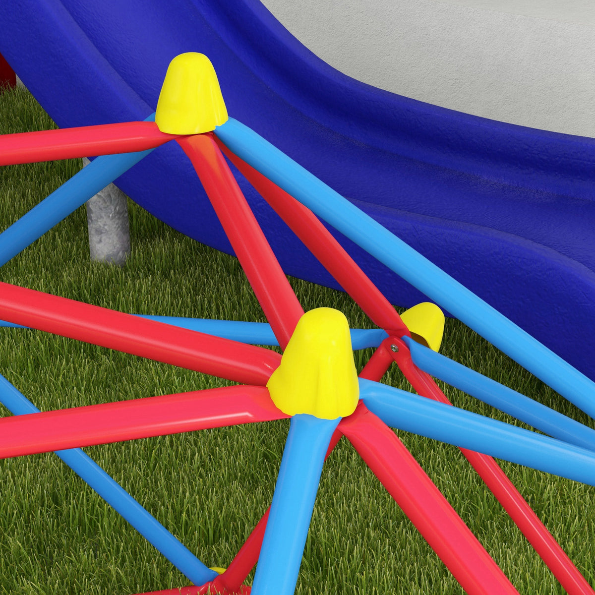 Outsunny Cúpula De Escalada Para Niños De 3-8 Años Ø183x90 Cm Rojo Y Azul_4