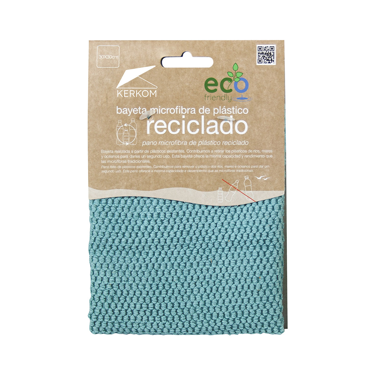 Pack 5x Bayetas PET reciclado microfibra 30 x 30 cm Eco Friendly Kerkom