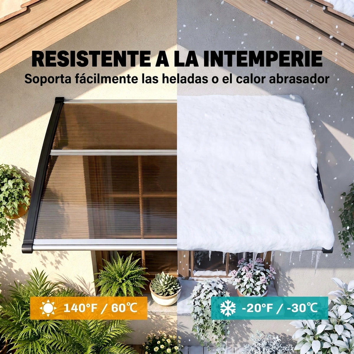 Outsunny Marquesina Exterior 103x96,5 Cm Puertas Y Ventanas Policarbonato Marrón_5