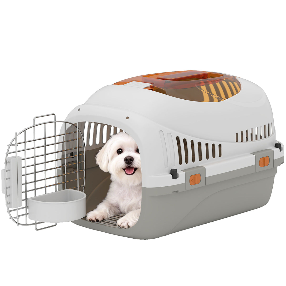 Pawhut Transportín Para Gatos Perros Pequeños De Plástico Carga 4 Kg Gris Claro_0