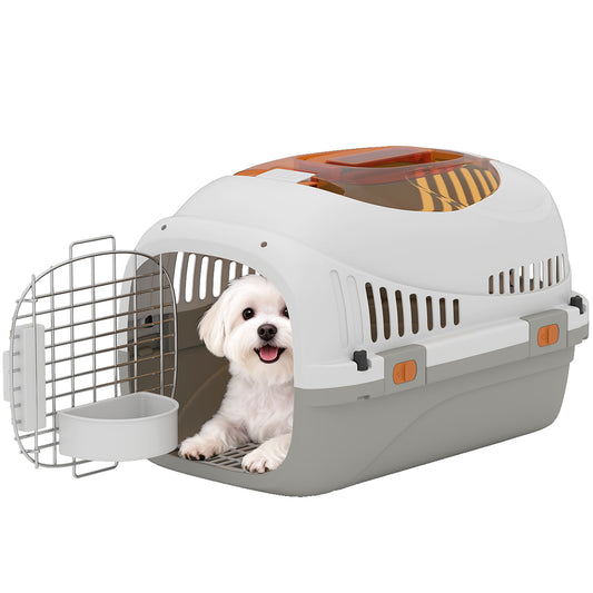 Pawhut Transportín Para Gatos Perros Pequeños De Plástico Carga 4 Kg Gris Claro_0