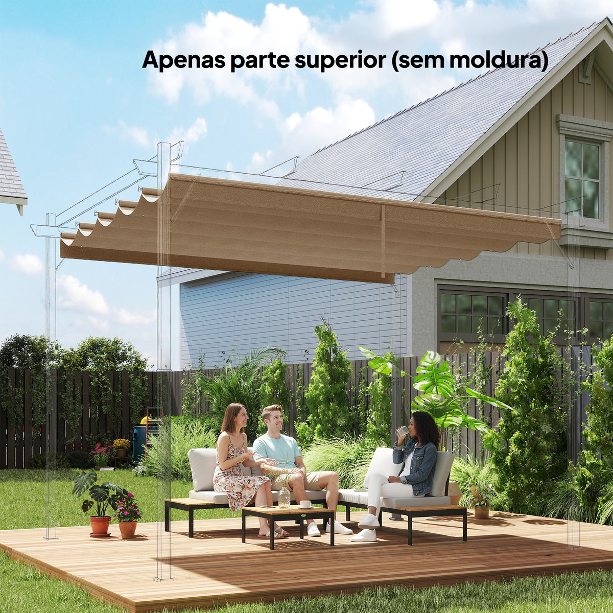 Techo De Pérgola Outsunny Poliéster Pardo 250x255x6 Cm_1