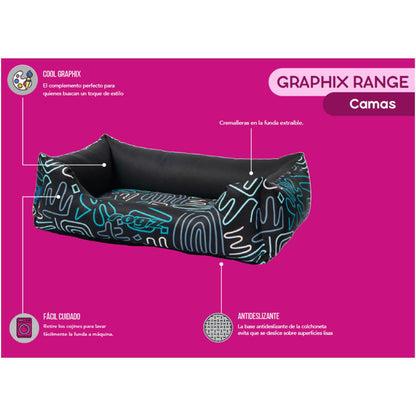 Cama Para Perro Rogz Graphix 76x51x26cm Estampado Arcos Talla M (12-22kg)_1
