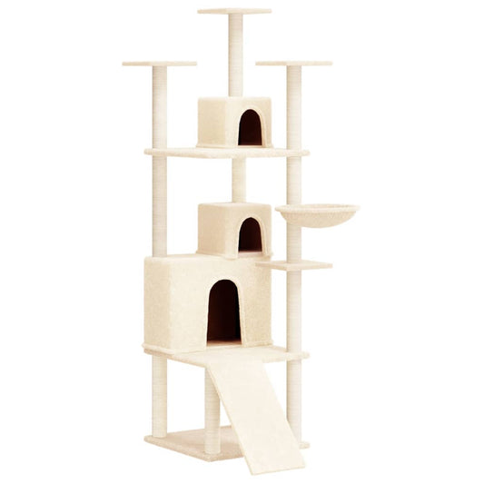Rascador Para Gatos Con Postes De Sisal Crema 175 Cm_0