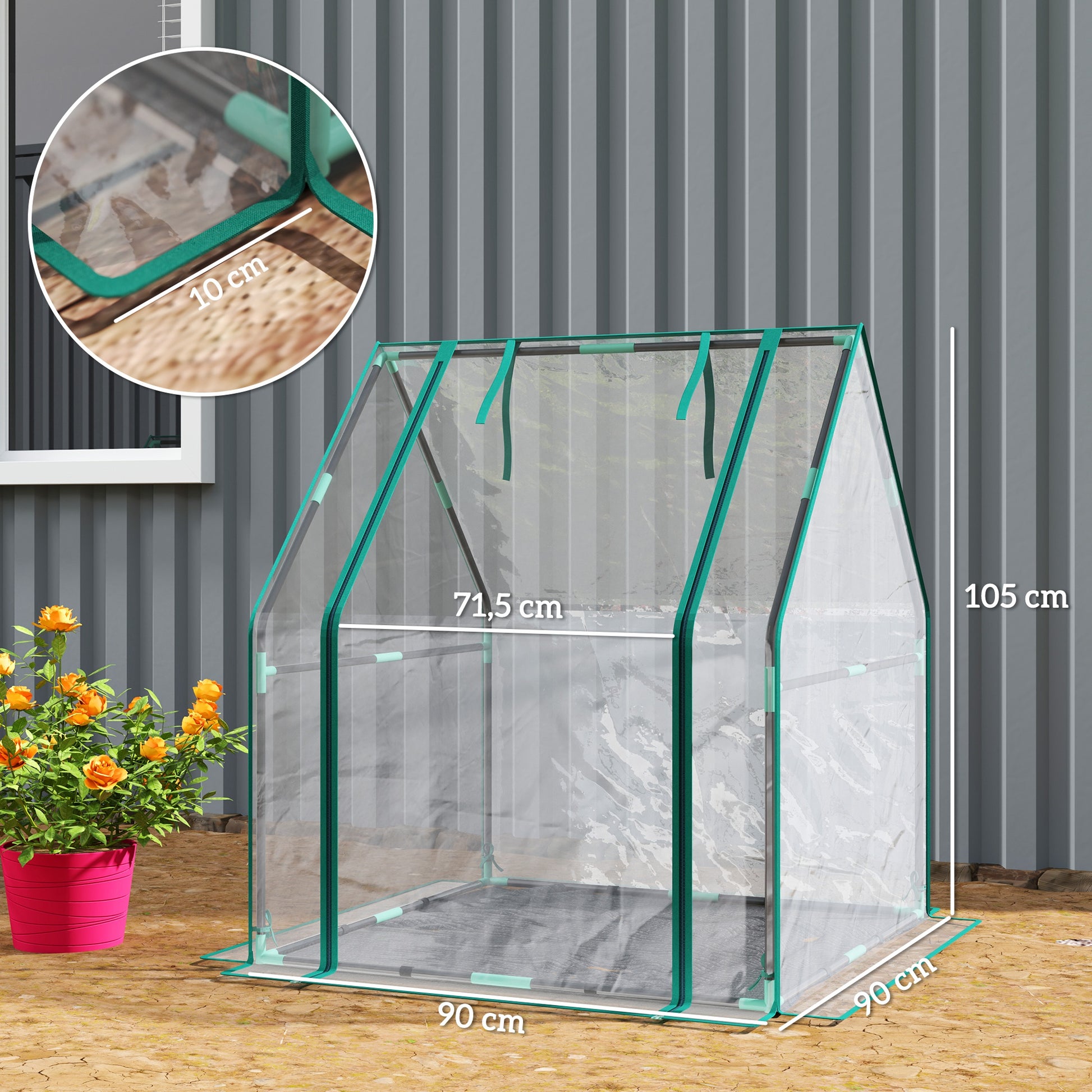 Outsunny Invernadero Pequeño Con Base De Tela Pe Impermeable Transparente_2