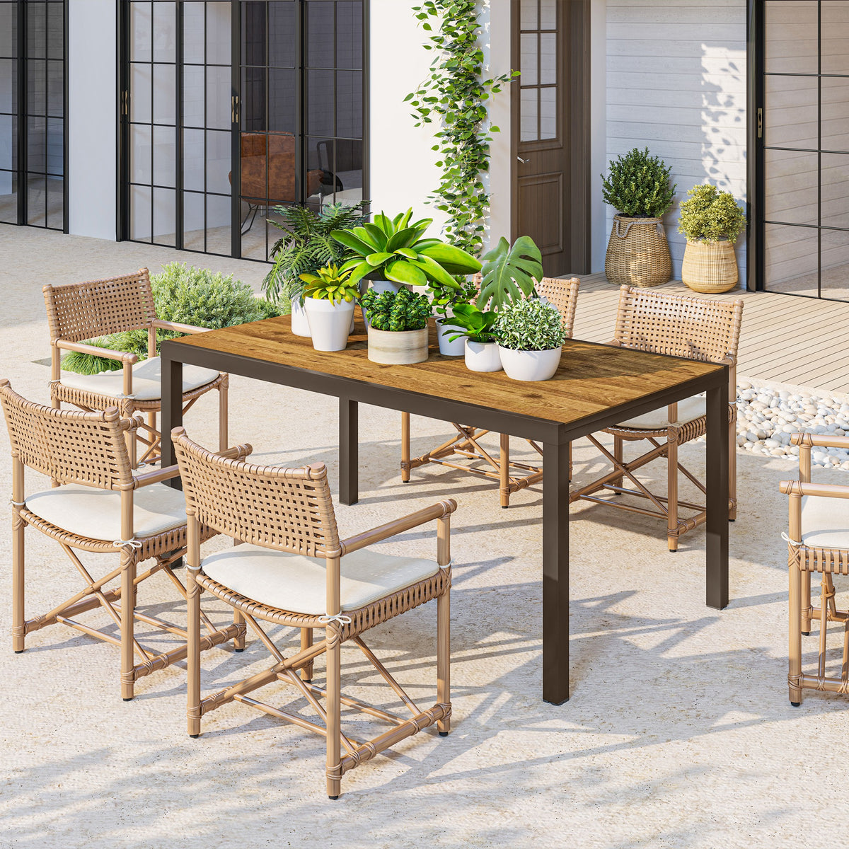 Mesa Jardín Extensible Outsunny Aluminio, Dpc Marrón 240x90x74 Cm_3