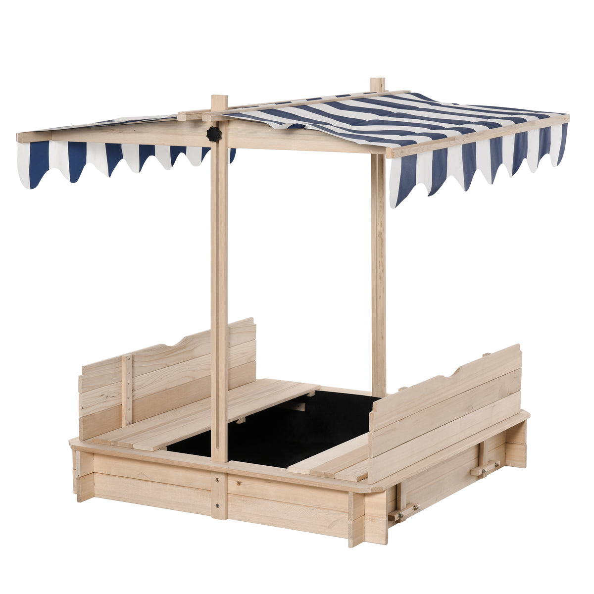Outsunny Arenero Para Niños De Madera Con Toldo Ajustable 106x106x115 Cm_0
