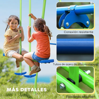 Outsunny Juego De Columpios De Jardín De Metal Con Columpio Doble 280x140x178 Cm_5