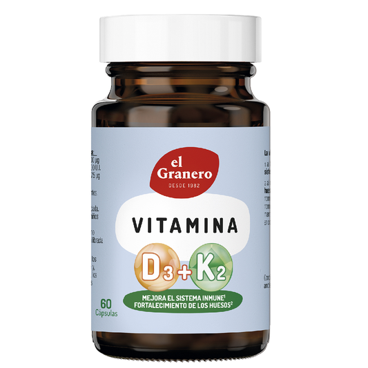 Vitaminas D3 + K2 El Granero 60 Cápsulas de 448 mg