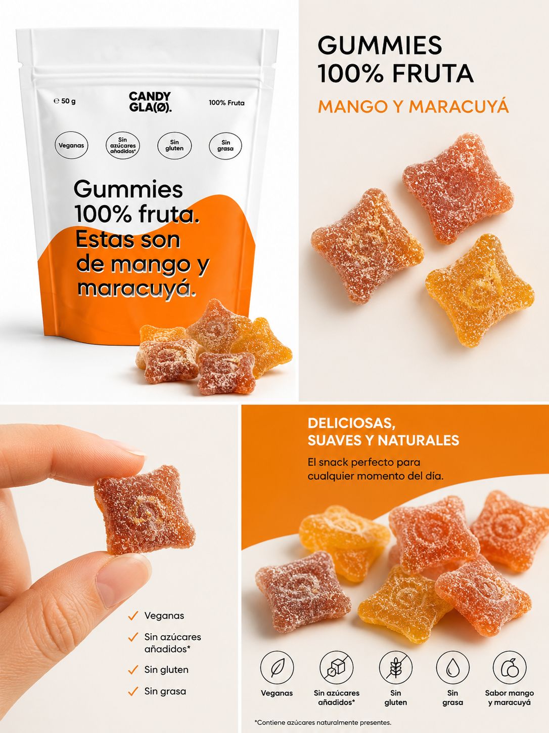 Gummies 100% Fruta Pack De 5 Mango Y Maracuyá – Snack Saludable Vegano Sin Azúcares Añadidos_1