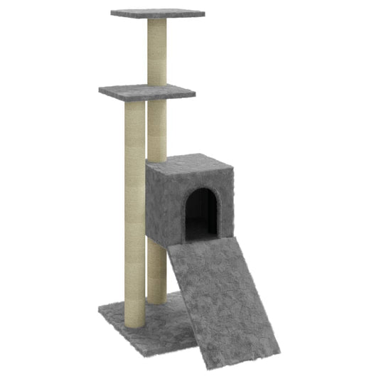 Rascador Para Gatos Con Postes De Sisal Gris Claro 92 Cm_0
