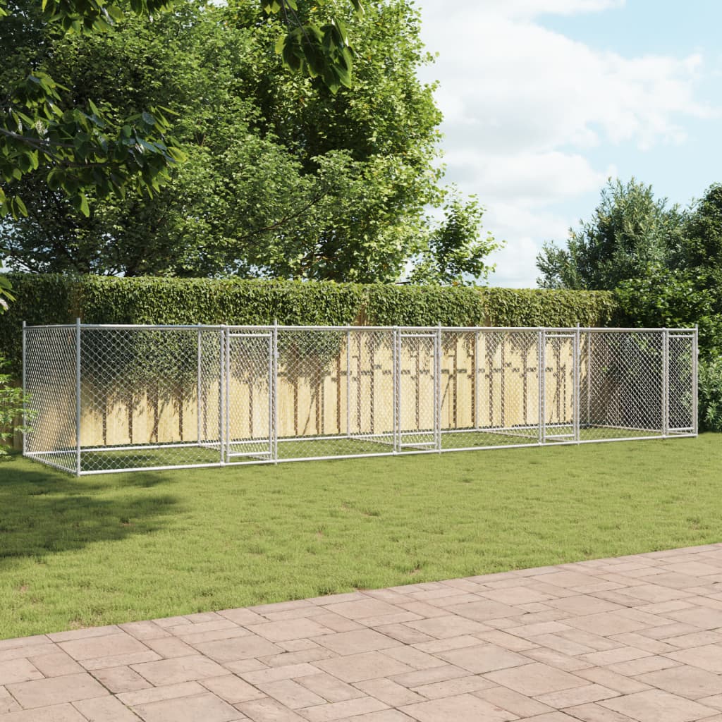 Jaula De Perros Con Puertas Acero Galvanizado Gris 8x2x1,5 M_2