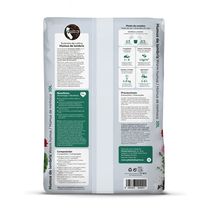 Humus de Lombriz 100% Natural Planeta Huerto 10 L