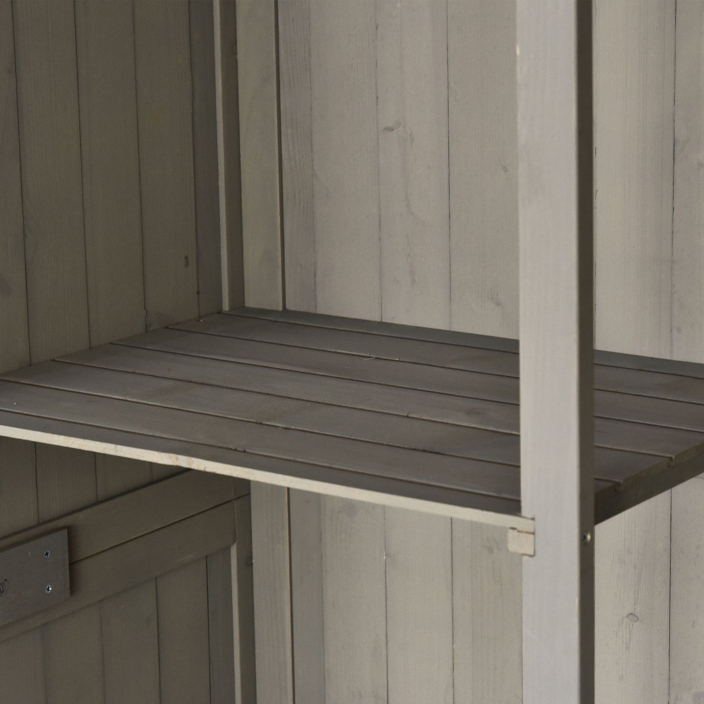 Outsunny Cobertizo De Madera Caseta Jardín Con Estantes 127,5x50x164 Cm Gris_4