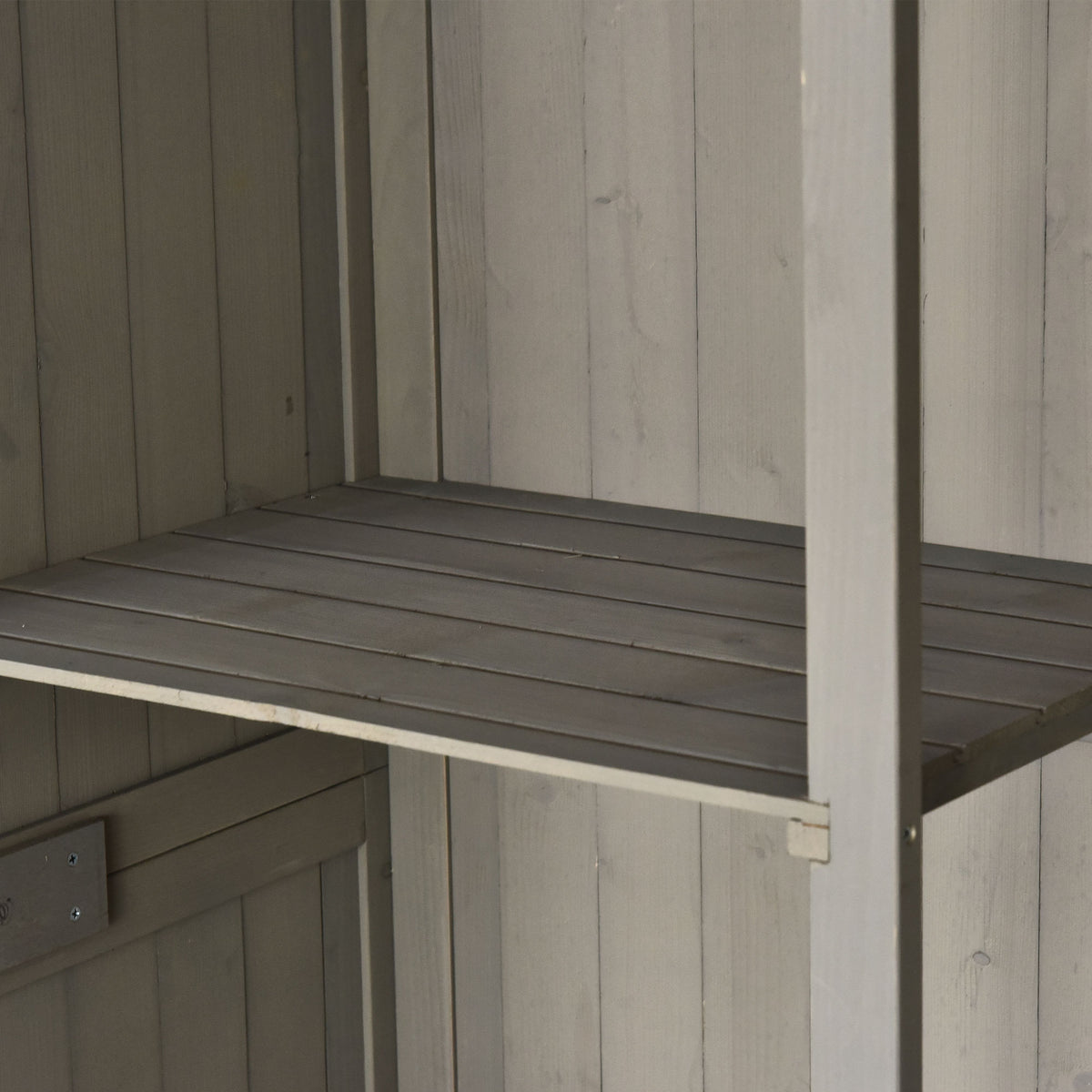 Outsunny Cobertizo De Madera Caseta Jardín Con Estantes 127,5x50x164 Cm Gris_4