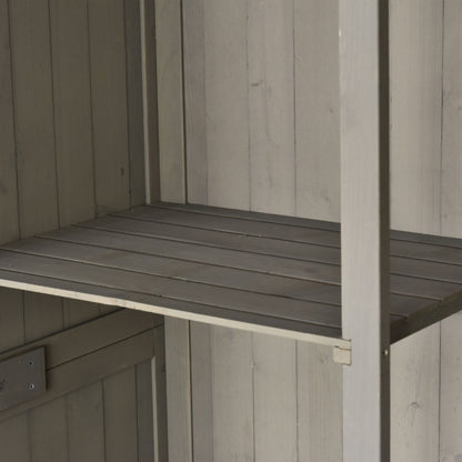Outsunny Cobertizo De Madera Caseta Jardín Con Estantes 127,5x50x164 Cm Gris_4