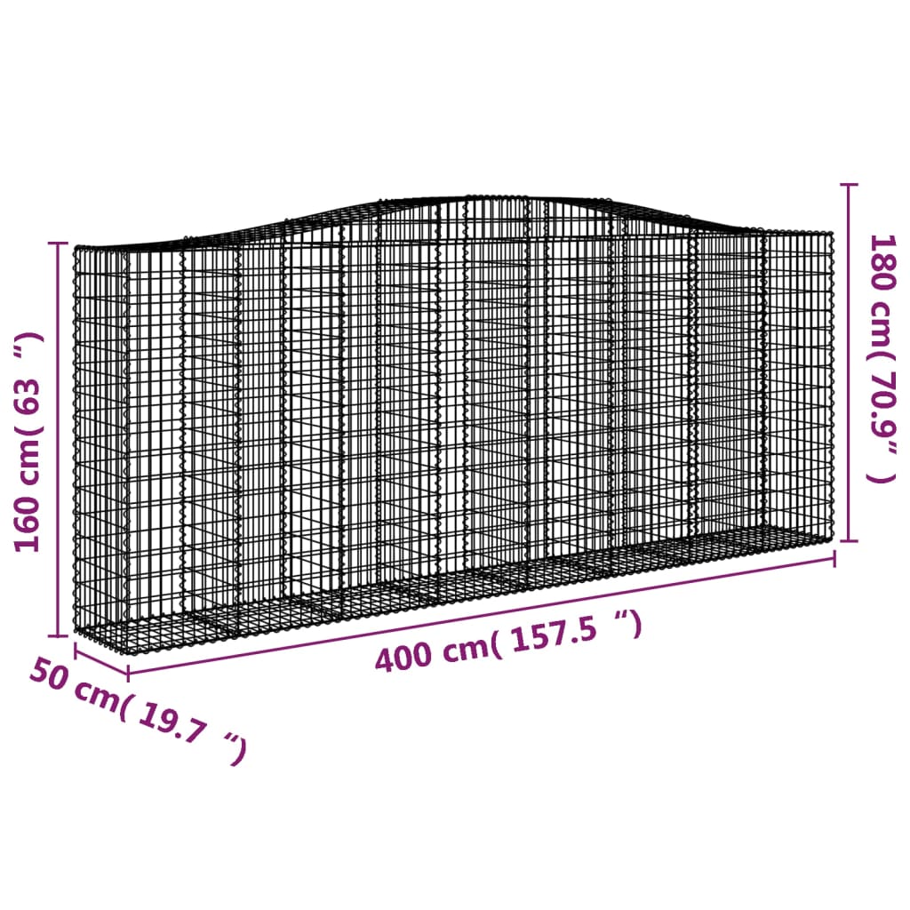 Cestas De Gaviones 9 Uds Forma De Arco Hierro 400x50x160/180 Cm_5