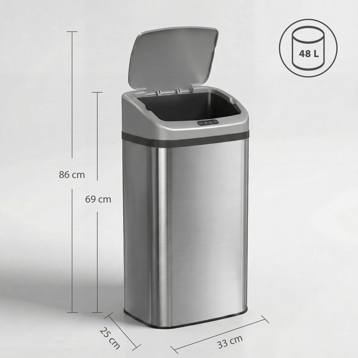 Balde De Lixo Homcom Abs E Aço Inoxidável Prata 33x25x69 Cm 851-047v00sr_2