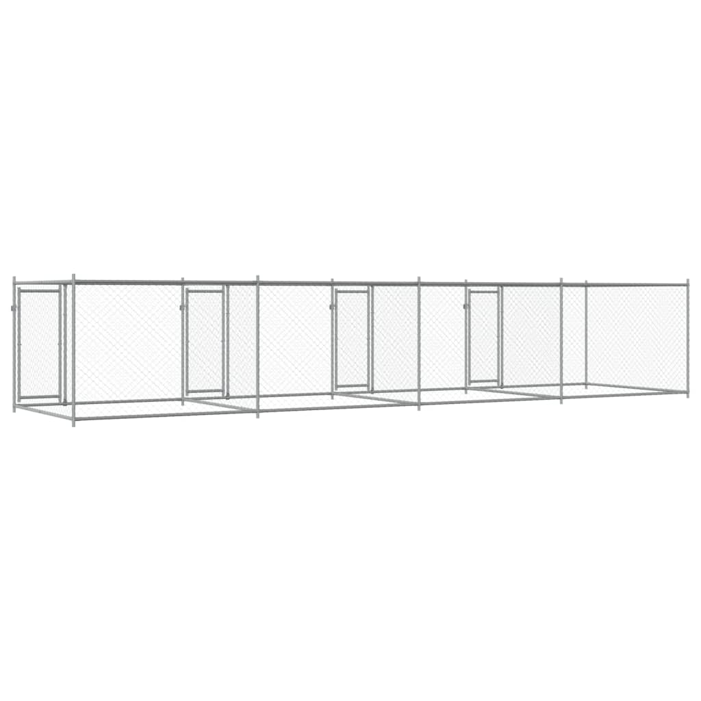 Jaula De Perros Con Puertas Acero Galvanizado Gris 8x2x1,5 M_5
