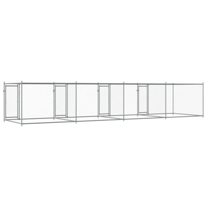 Jaula De Perros Con Puertas Acero Galvanizado Gris 8x2x1,5 M_5