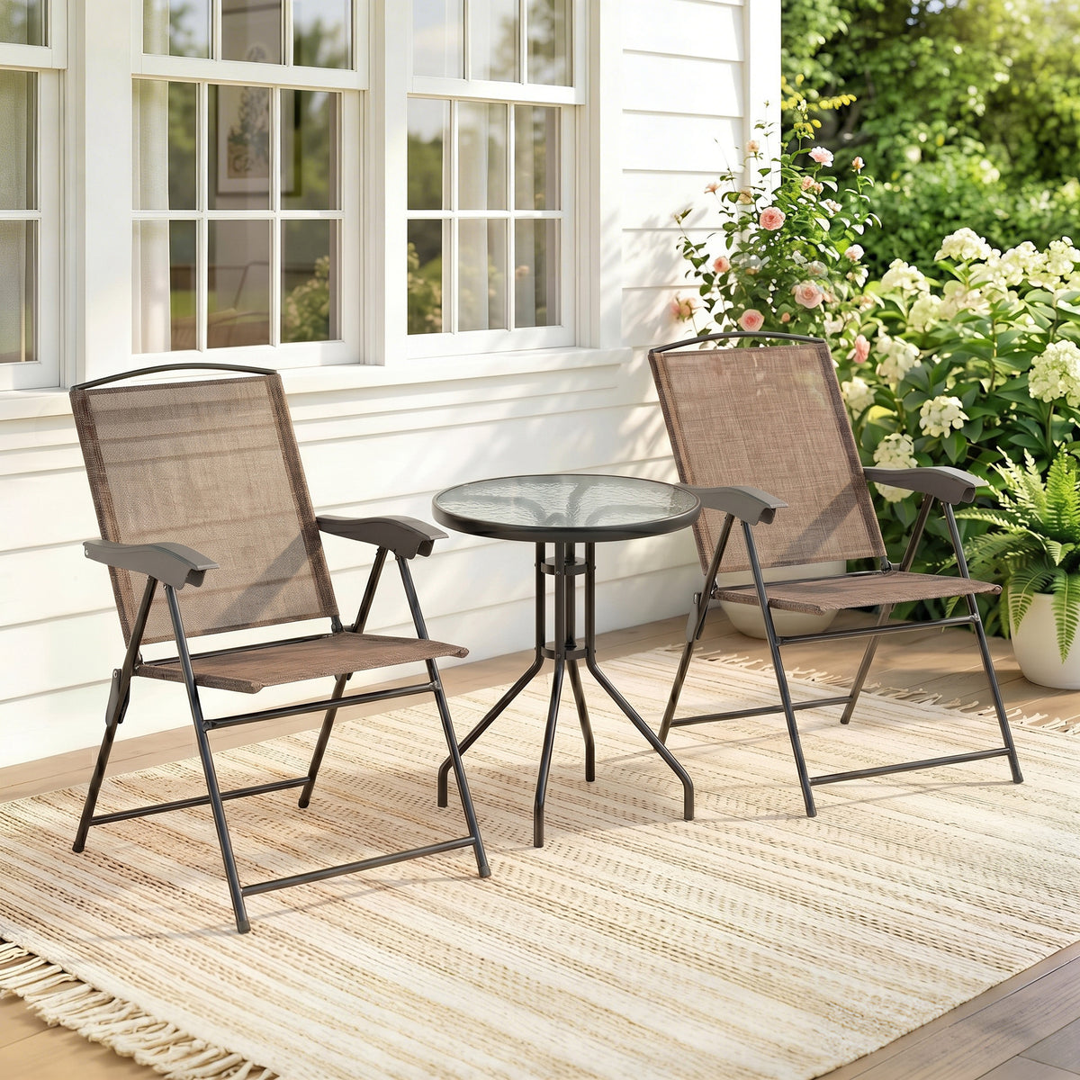 Outsunny Conjunto Mesa Y 2 Sillas Muebles Jardín De Exterior Patio Terraza_1