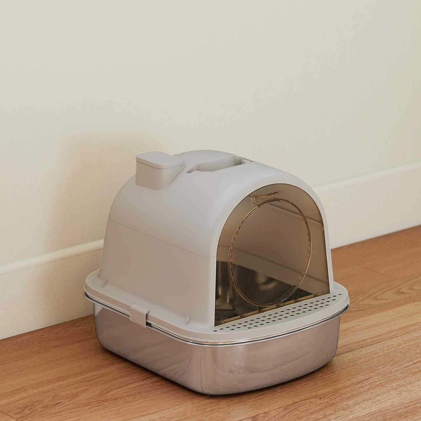 Pawhut Arenero Para Gatos De Acero Inoxidable Con Cubierto Bolsa Desodorizante_1