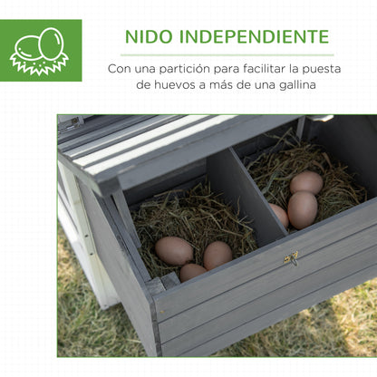 Pawhut Gallinero De Madera Para Exterior Corrales Alambre 150,5x54x87cm Gris_5