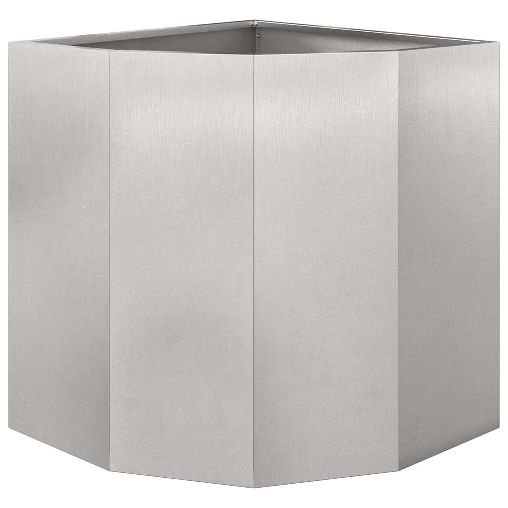 Macetero De Esquina Plateado 45 X 45 X 50 Cm Acero Inoxidable_4