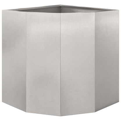 Macetero De Esquina Plateado 45 X 45 X 50 Cm Acero Inoxidable_4