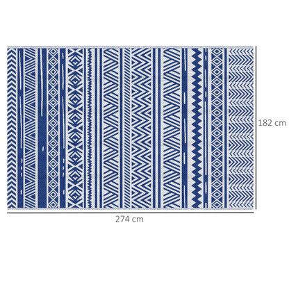 Outsunny Alfombra De Exterior 182x274 Cm Estilo Moderno Azul Oscuro Y Blanco_2
