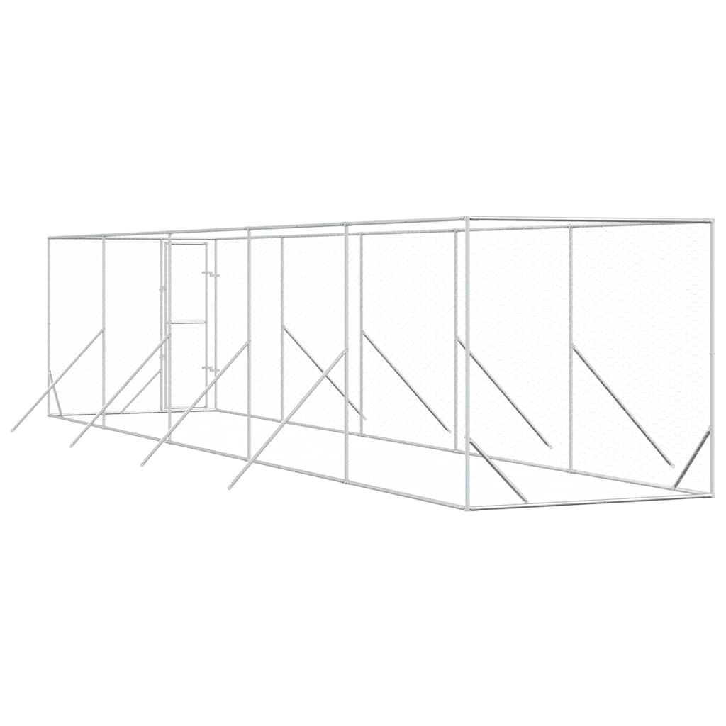 Perrera De Exterior Acero Galvanizado Plateado 2x10x2 M_5