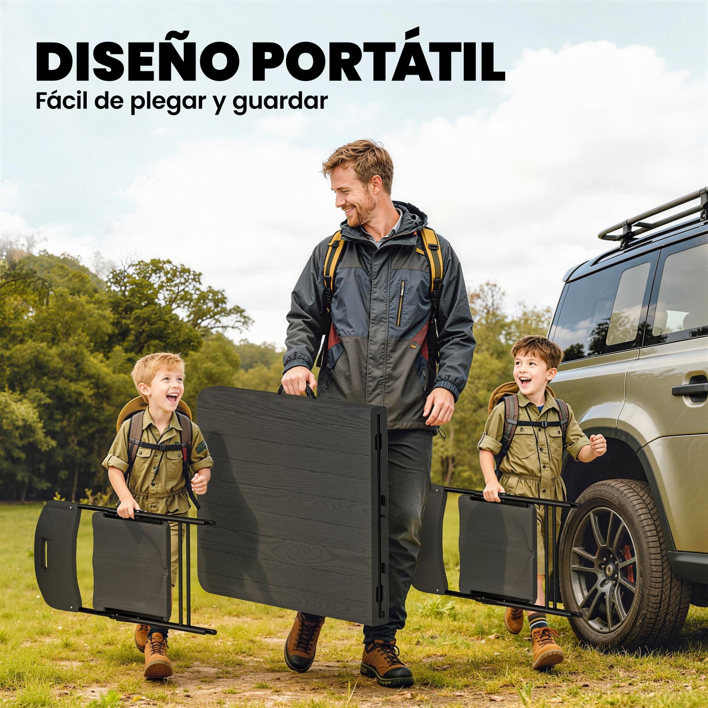 Outsunny Conjunto De Camping Plegable Con Mesa Y 4 Sillas Negro_5