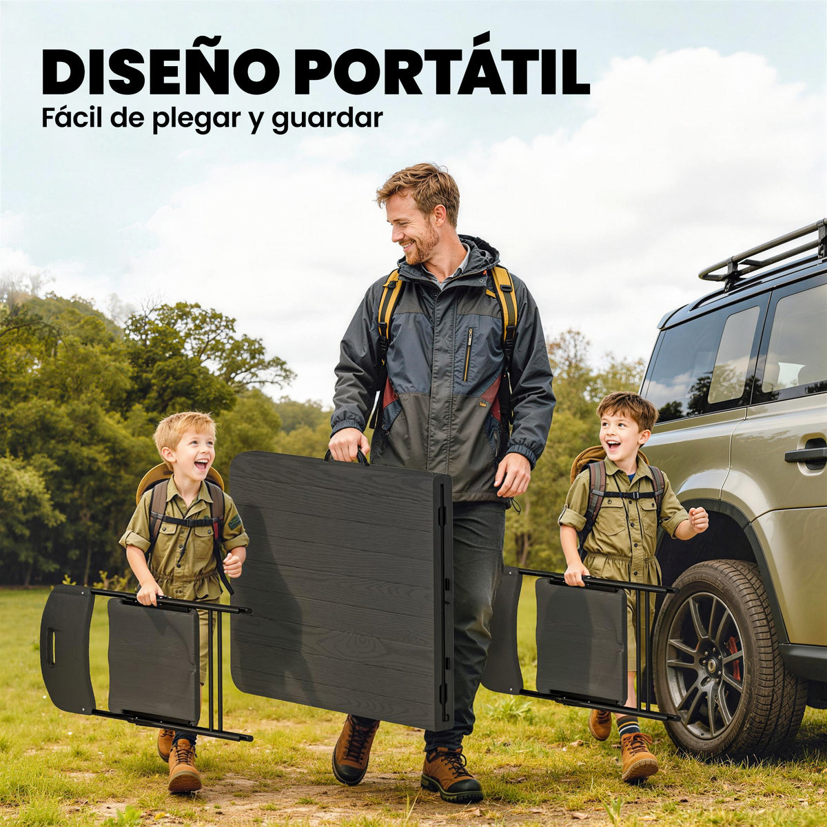 Outsunny Conjunto De Camping Plegable Con Mesa Y 4 Sillas Negro_5