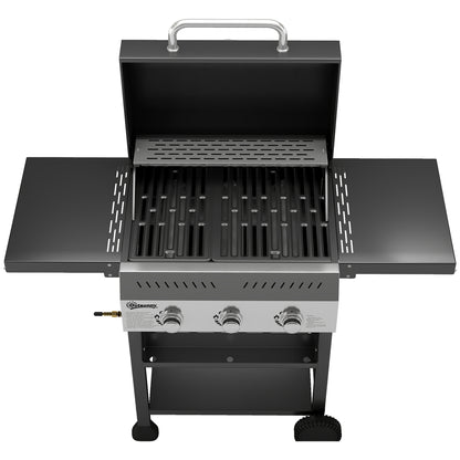 Outsunny Barbacoa De Gas Con 3 Quemadores 9 Kw Termómetro Mesas Laterales Negro_3