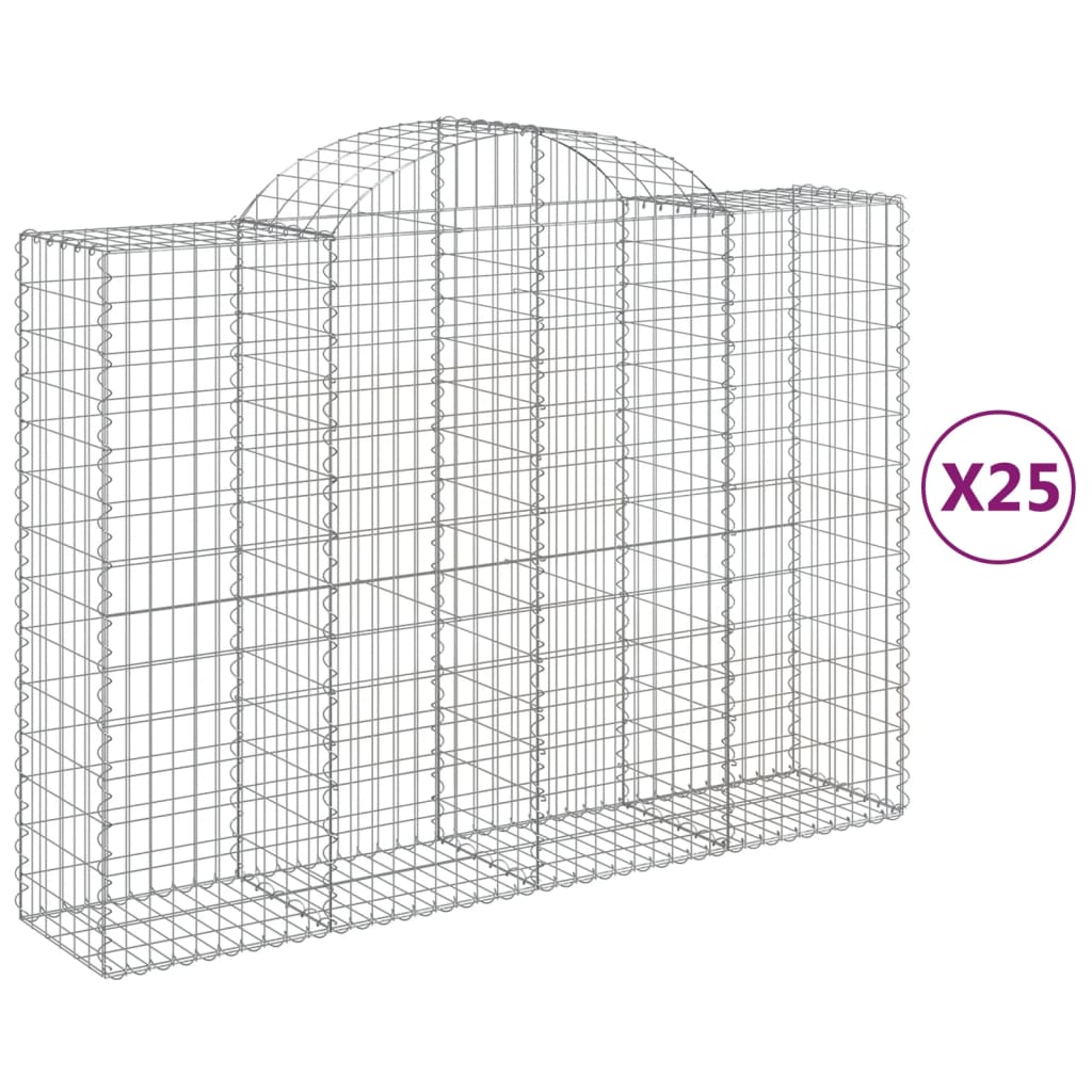 Cestas Gaviones 25 Uds Forma De Arco Hierro 200x50x140/160 Cm_0
