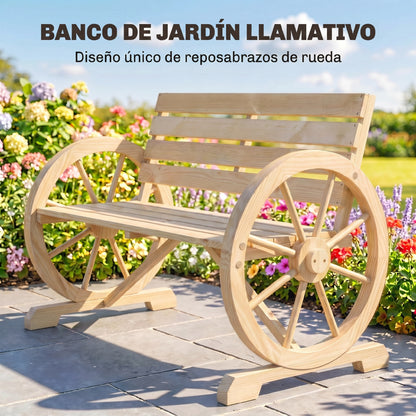 Outsunny Banco De Jardín De Madera Reposabrazos En Forma De Rueda Carga 240 Kg_5