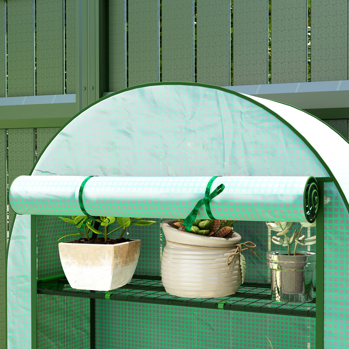 Outsunny Invernadero De Exterior Con 4 Estantes Puerta Enrollable 105x45x160 Cm_3