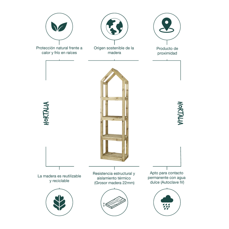 Estantería De Madera Outdoor Para Plantas Campanile L Hortalia_2