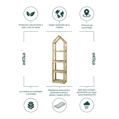 Estantería De Madera Outdoor Para Plantas Campanile L Hortalia_2