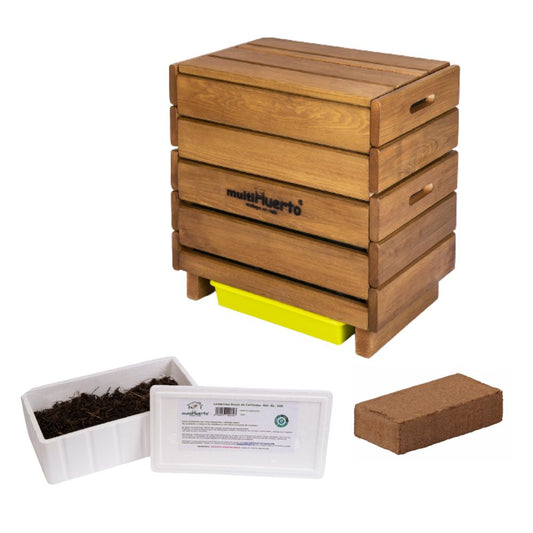 Pack Vermicompostador Frutero Completo De Multihuerto + 150 Lombrices + Fibra De Coco_0