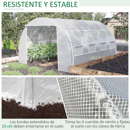 Outsunny Invernadero De Túnel Jardín 4x3x2m Con Puerta Y 8 Ventanas Enrollables_5