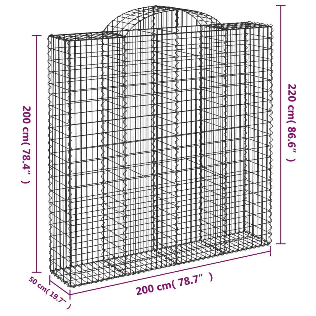 Cestas De Gaviones 12 Uds Forma De Arco Hierro 200x50x200/220cm_5