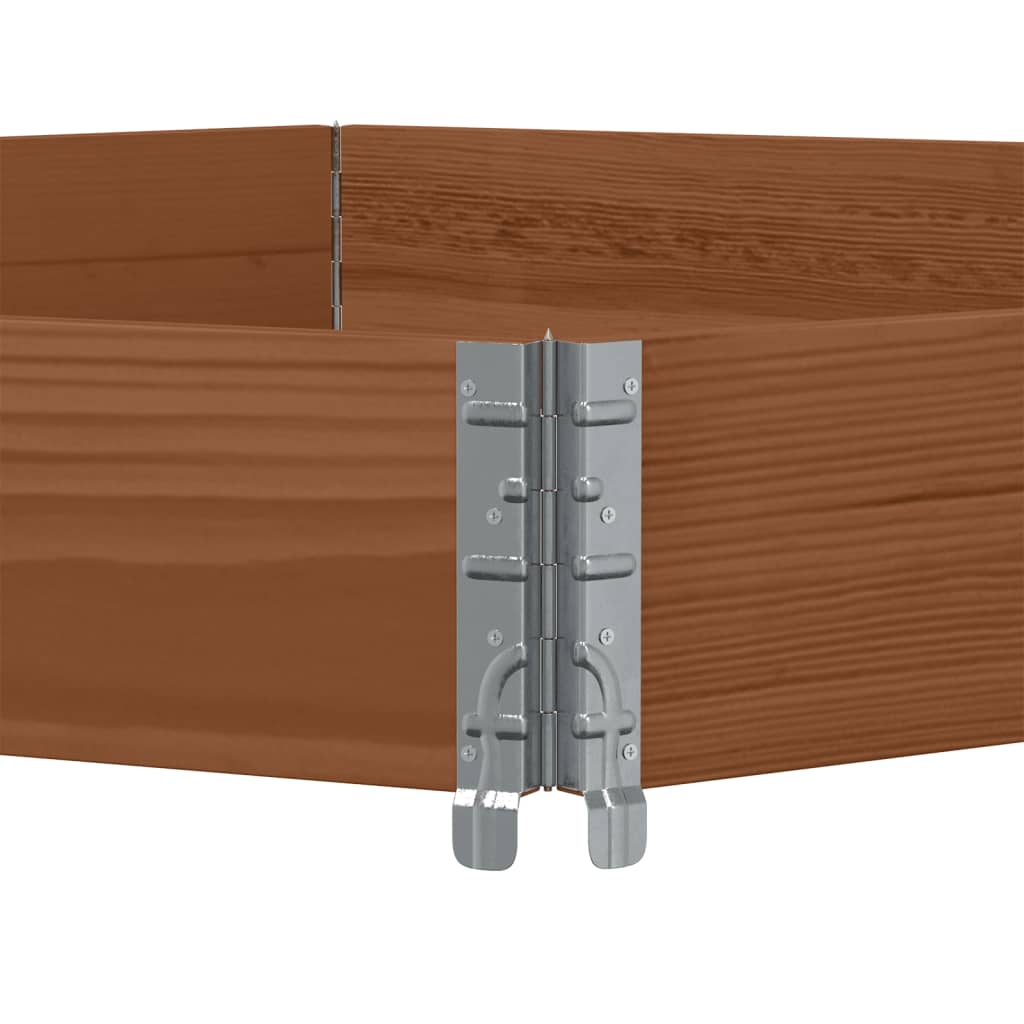 Arriate Elevado Hexagonal Madera Maciza Pino Marrón 160x160 Cm_5