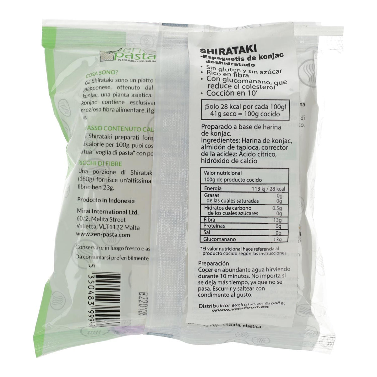 Espaguetis de Konjac Shirataki deshidratados Zen Pasta 75 g