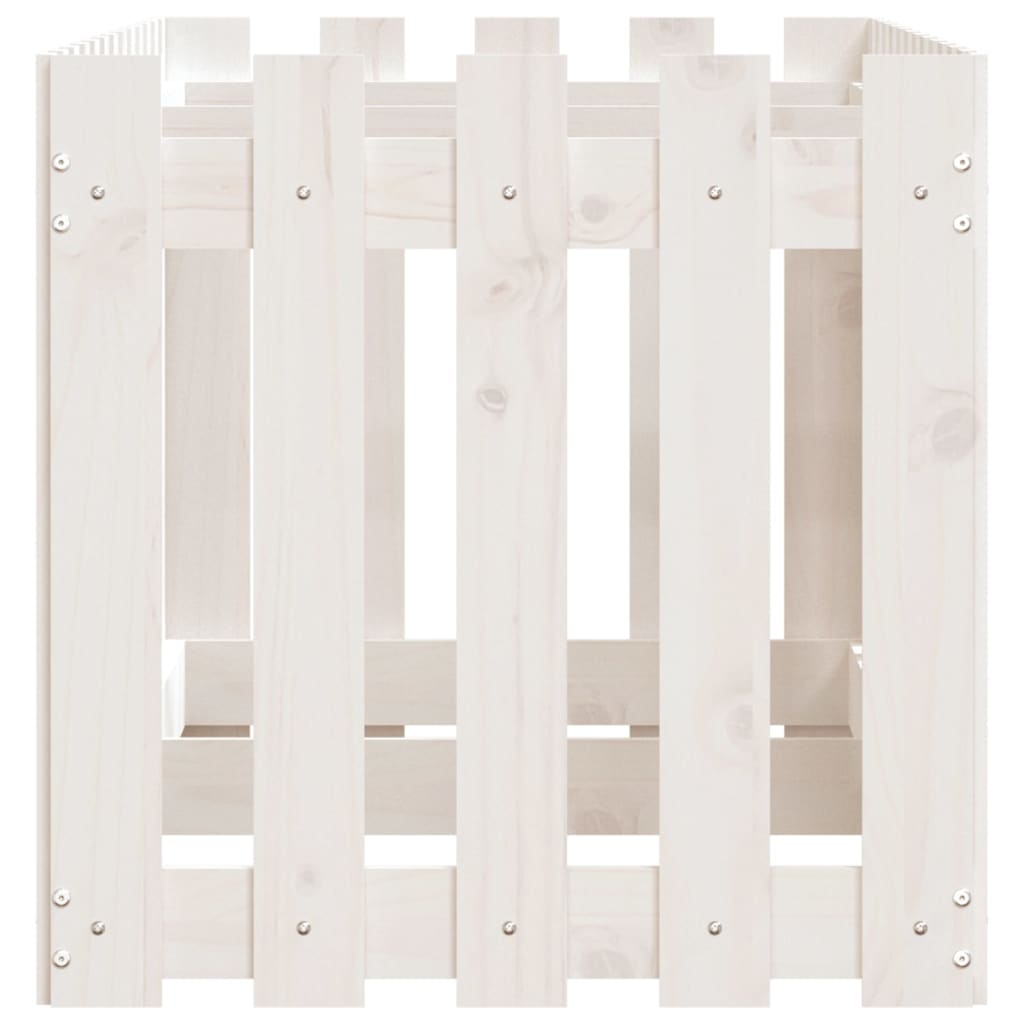 Arriate Elevado Jardín Con Valla Madera Pino Blanco 150x50x50cm_5
