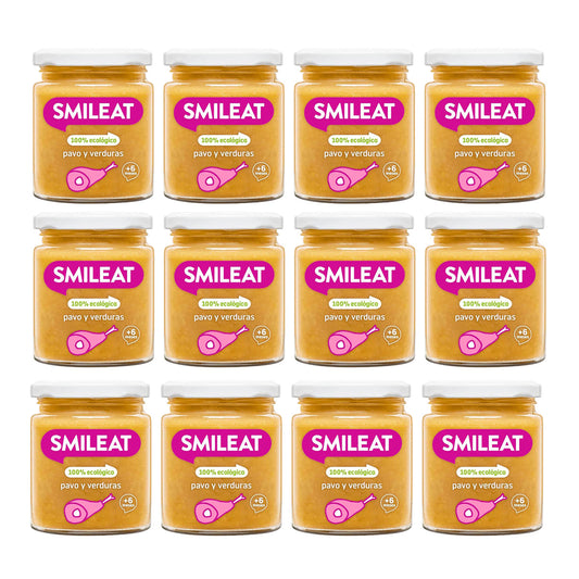 Pack 12x Tarrito BIO pavo y verduras +6 meses Smileat, 230g