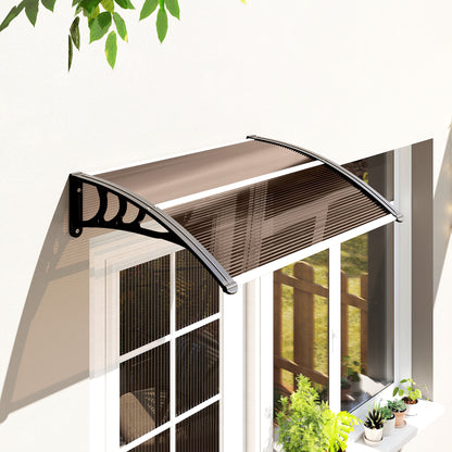 Outsunny Tejadillo De Protección 75x100cm Marquesina Para Puerta Marrón_1