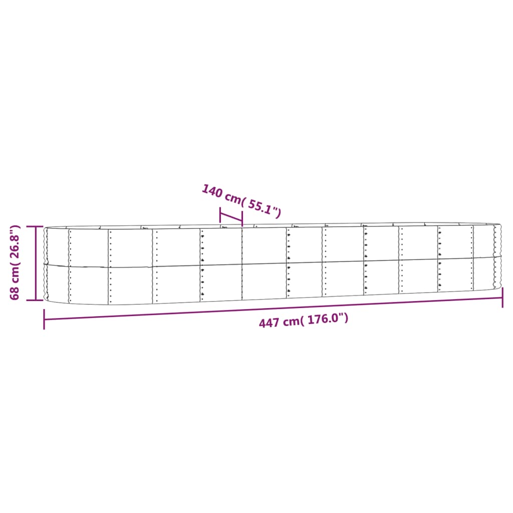 Jardinera Arriate Acero Galvanizado Plata 447x140x68 Cm_5