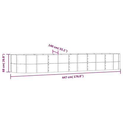 Jardinera Arriate Acero Galvanizado Plata 447x140x68 Cm_5