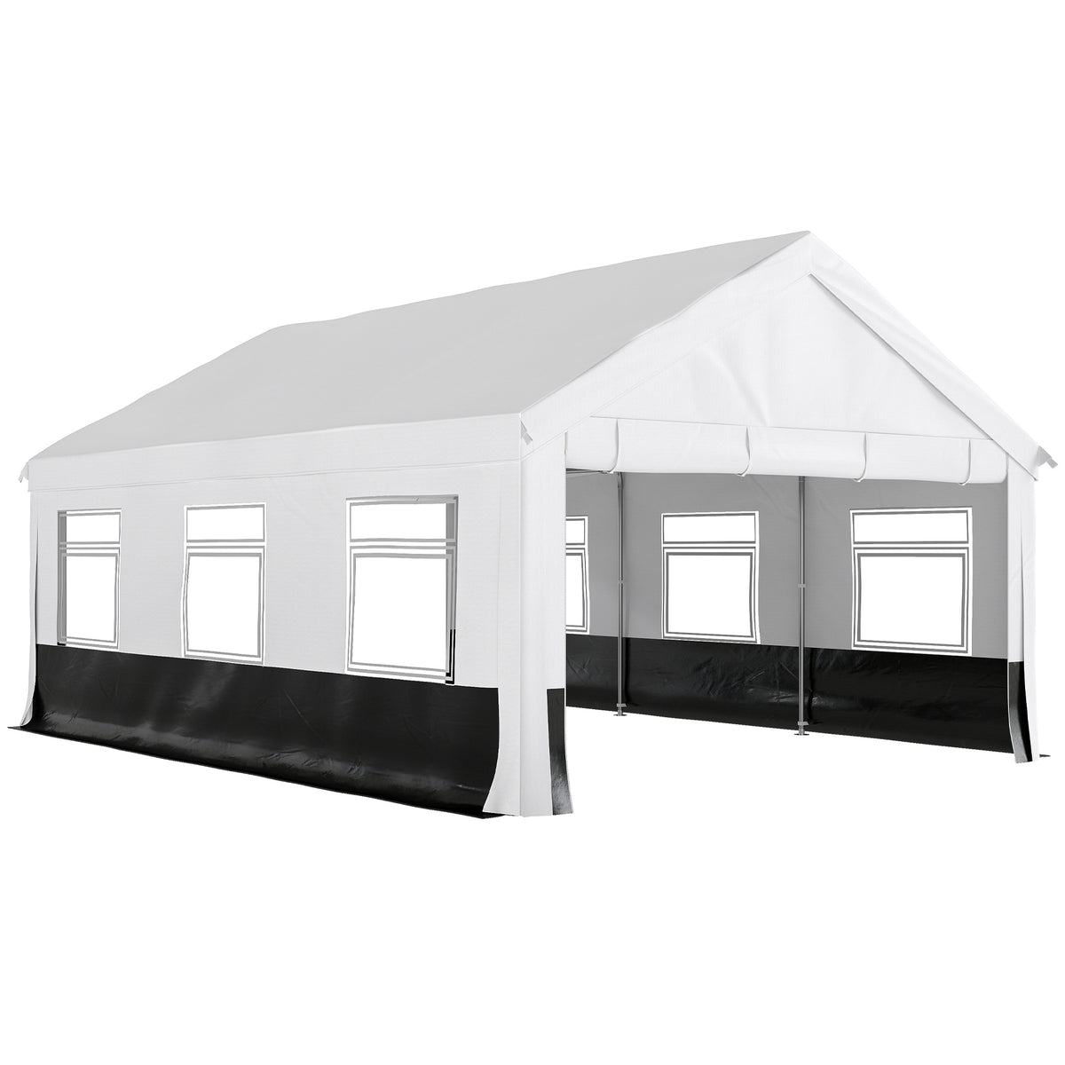 Outsunny Carpa Para Fiesta 4x6 M Con Paredes Extraíbles Puertas Ventanas Gris_0